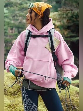 New Free People A Cut Above Hoodie In Pink Peony Size S